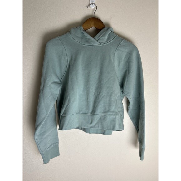 Lululemon 6 Loungeful Cropped Hoodie Blue Color Sweatshirt Pullover Crop - Picture 1 of 4